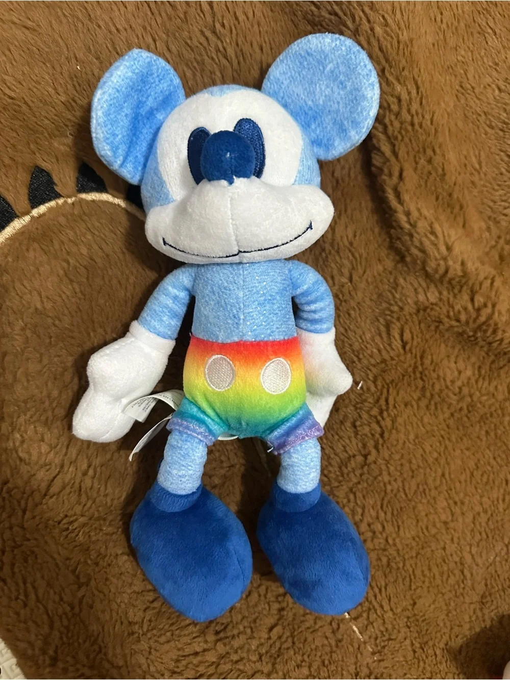 Disney Blue Mickey Plush with Rainbow Shorts